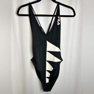 Fila Cross Back Bodysuit in Black Size M
